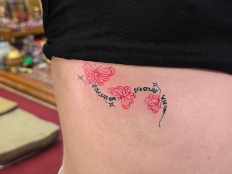 Red butterflies on ribs
